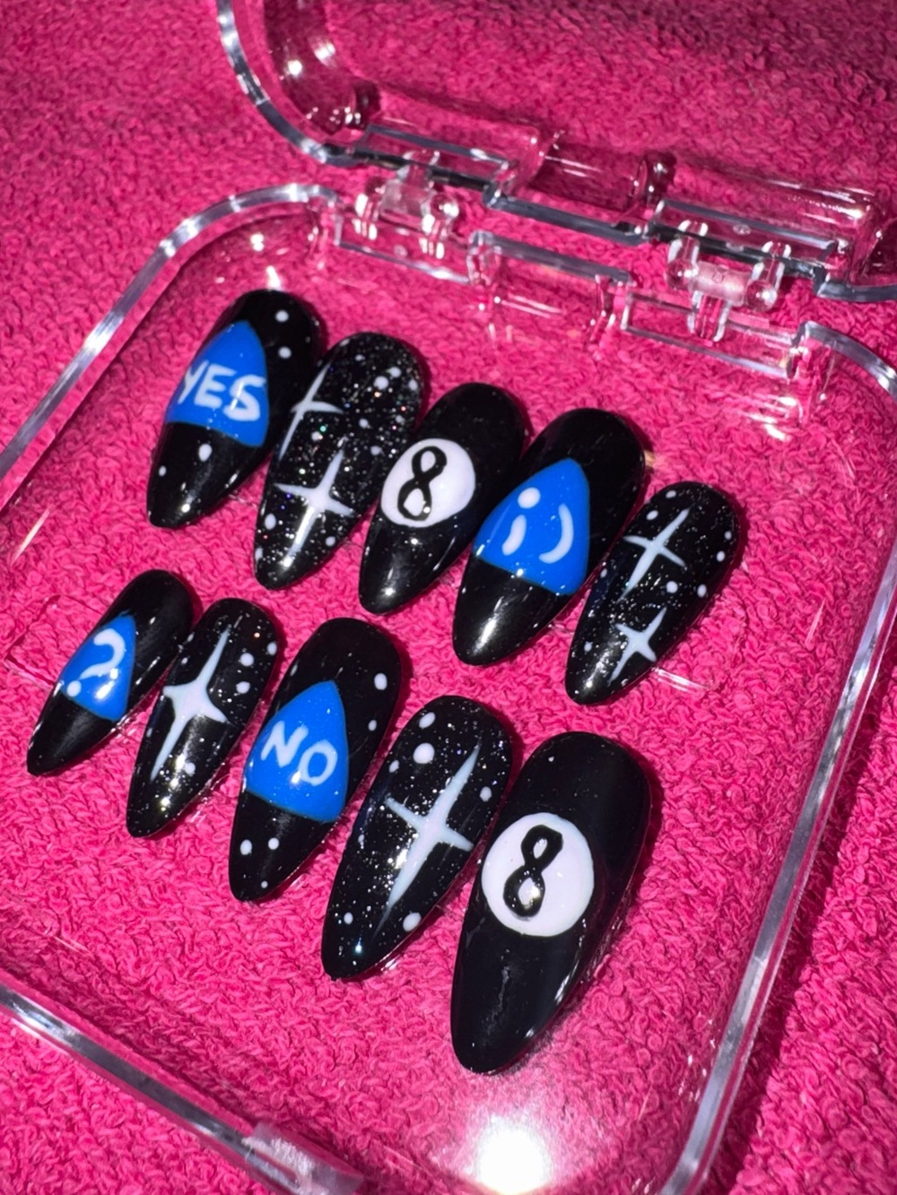 Handmade 3D magic 8 ball theme press on nails